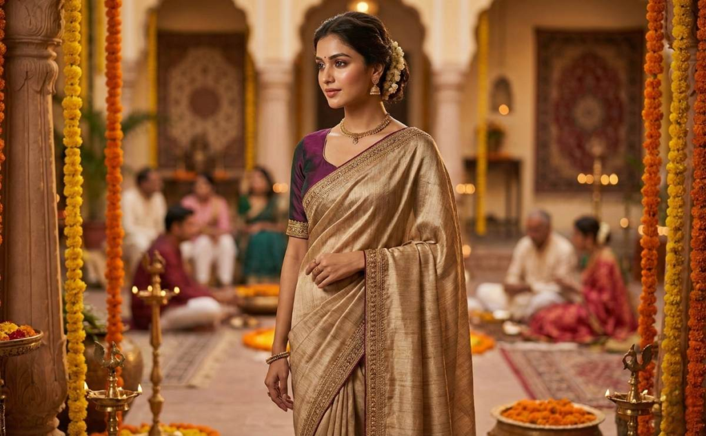 Elegant saree styling ideas for 2026 with modern draping, stylish blouse designs, and accessories for every occasion