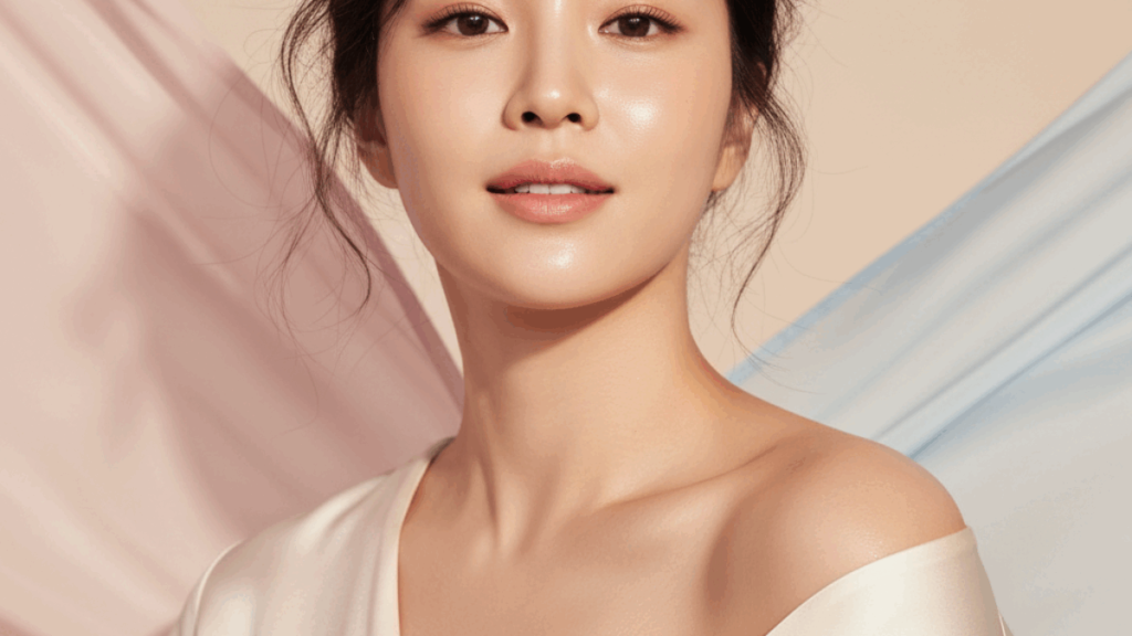 Alt Text:
Korean makeup look with fresh skin and soft eye makeup